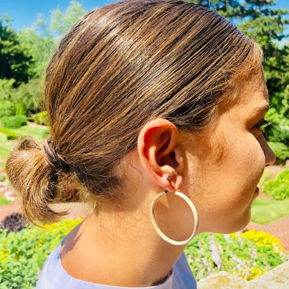 Vintage Iridescent Beige Hoops - Picture 3 of 3